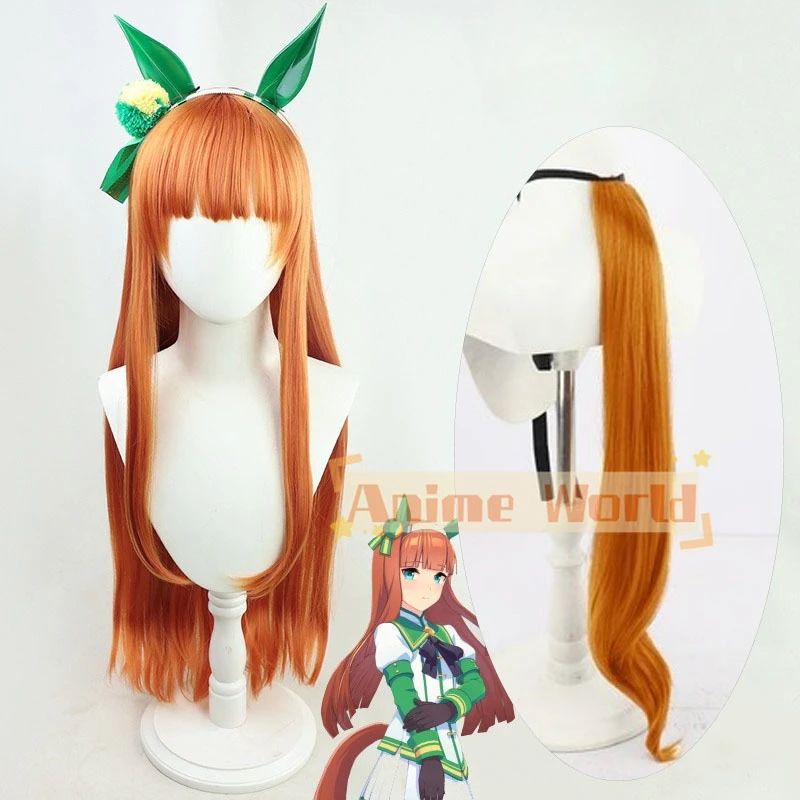 Anime Cosplay Orange Hair - アニメウマ娘プリティーダービーサイレンススズカコスプレウィッグ女性耐熱合成ロングオレンジヘアウィッグ