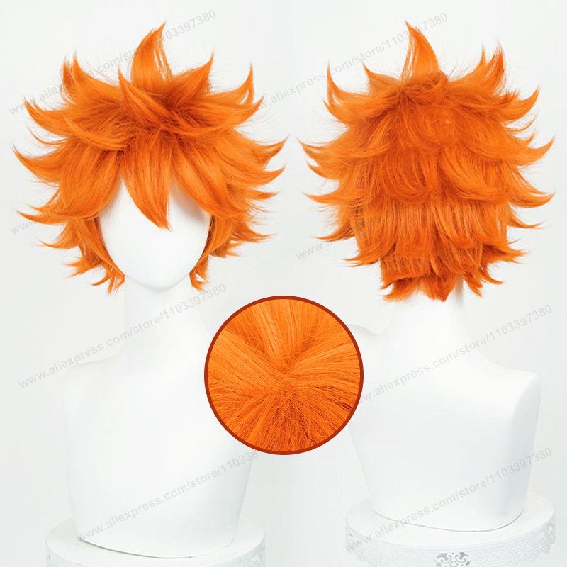 Anime Cosplay Orange Hair - 日向翔陽コスプレウィッグ 26 センチメートルショートオレンジ髪アニメ日向翔陽かつら耐熱合成かつら