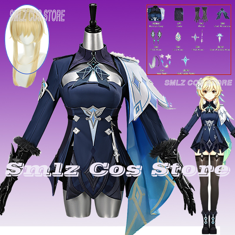 Anime Cosplay Wigs - 2026年原神トラベラー・ルミネコスプレ衣装スネジナヤ衣装小道具ウィッグセットハロウィンパーティープレイユニフォーム