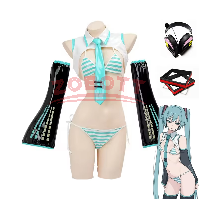 Anime Cosplay Miku - アニメゲームミクコスプレミクフォーミュラスーツコスプレ衣装ガール雪クリスマスロールプレイ制服ビキニセットコスプレ