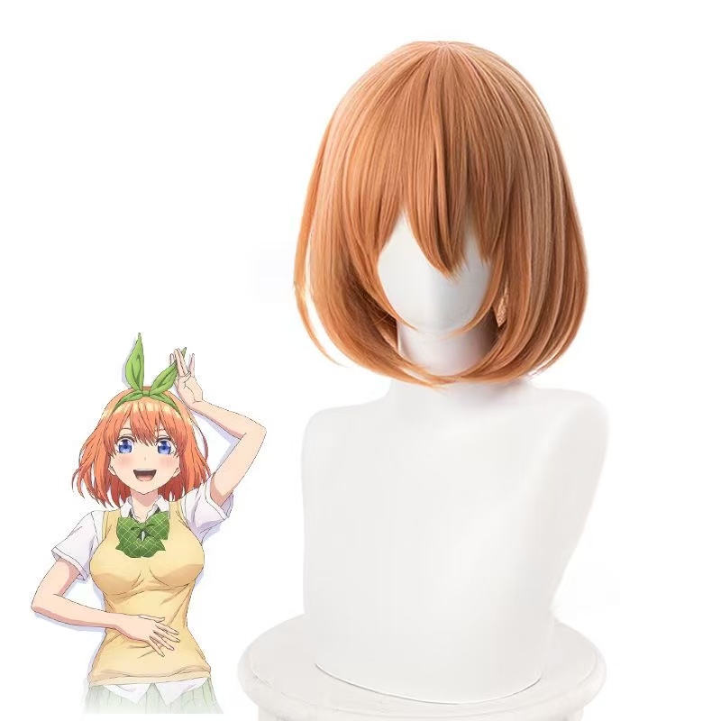Anime Cosplay Orange Hair - 中野四葉コスプレウィッグ オレンジショートボブウィッグ 耐熱性合成毛 アニメコスチュームパーティーハロウィンパーティー用