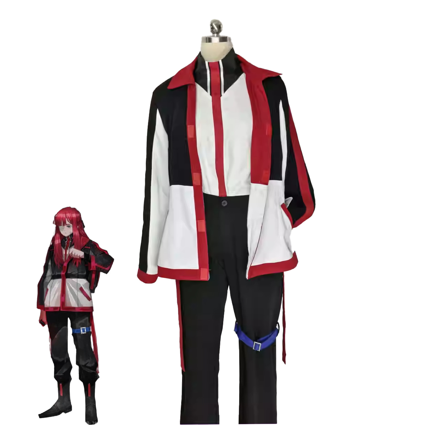 Anime Cosplay Black Girl - ゲームリムバスカンパニーユリコスプレ衣装デイリースポーツユニフォーム女性女の子黒白赤コートパンツセットハロウィンカーニバルcos