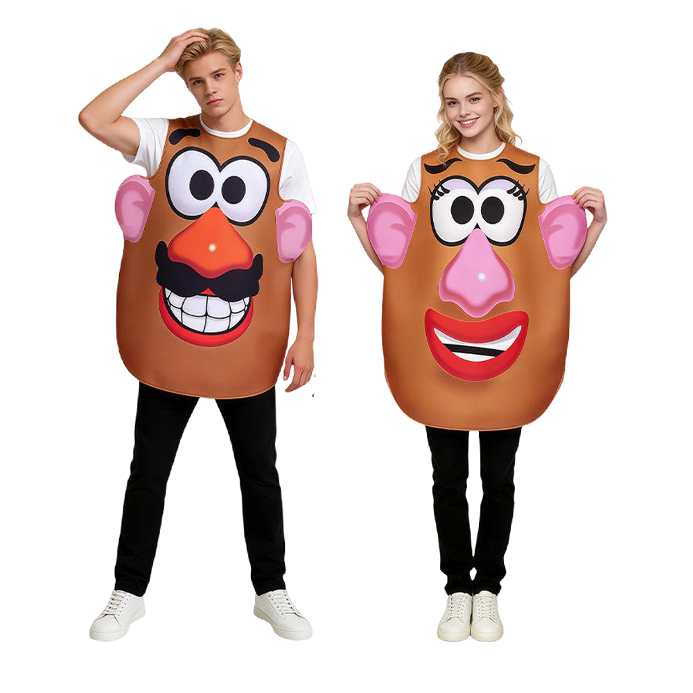 Anime Cosplay Couple - ポテトヘッドコスチューム ミスター＆ミセス ポテトヘッドマッチングコスチューム ハロウィンコスプレ チュニック カップル