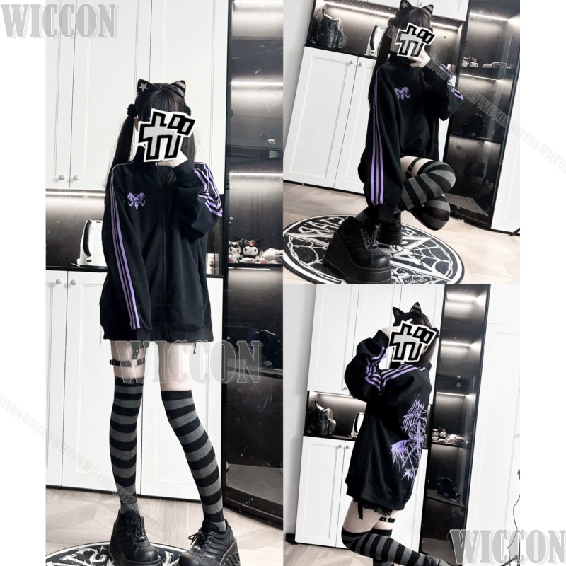 Anime Cosplay Black Girl - 黒コートコスプレ衣装ゴシック制服ダークサブカルチャー Jirai Kei 女の子女性長袖トップ服ハロウィンパーティーロールプレイ