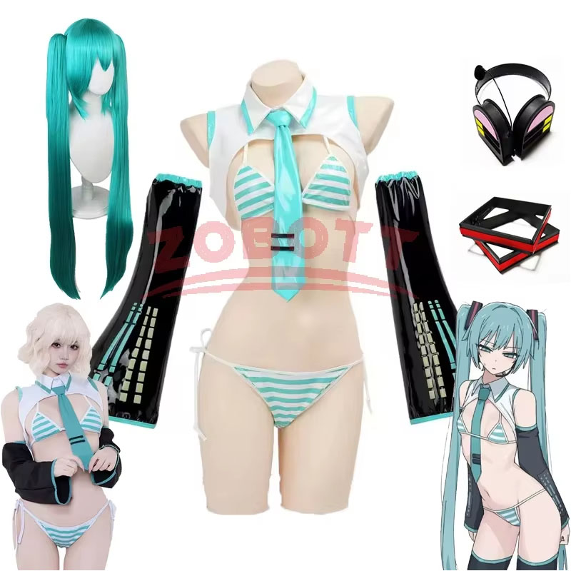 Anime Cosplay Miku - アニメミクコスプレミクフォーミュラスーツコスプレ衣装女の子雪クリスマスロールプレイ制服ビキニセットコスプレ