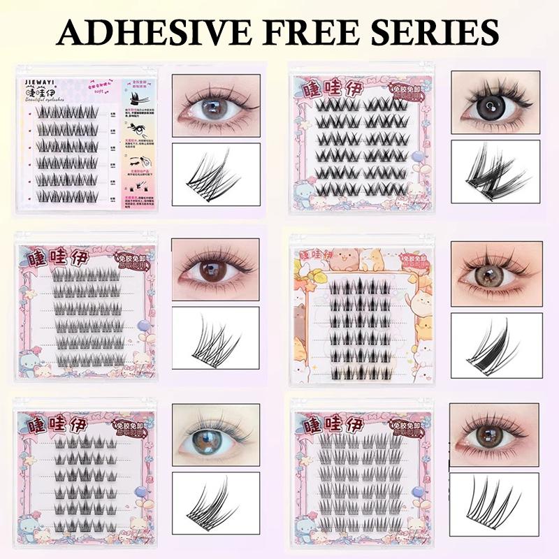 Anime Cosplay Lashes - 6列DIYセグメントつけまつげ、マンガ風つけまつげ、ナチュラルアニメつけまつげ、コスプレ3Dウィスピー厚め再利用可能なクラスターラッシュ