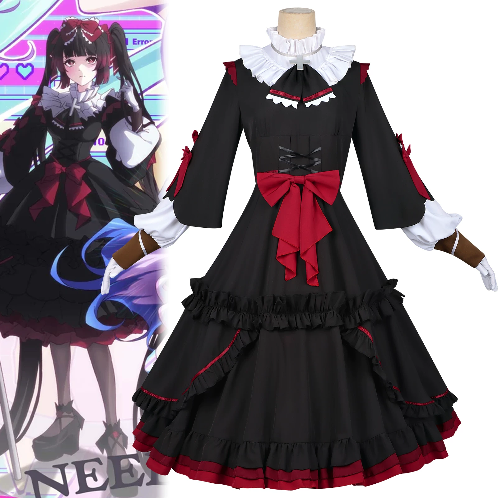 Anime Cosplay Black Girl - アニメニーディーガールオーバードーズ悟空バラミユキカコスプレ衣装悟空バラブラックゴシックロリータドレスハロウィンコミコン衣装用