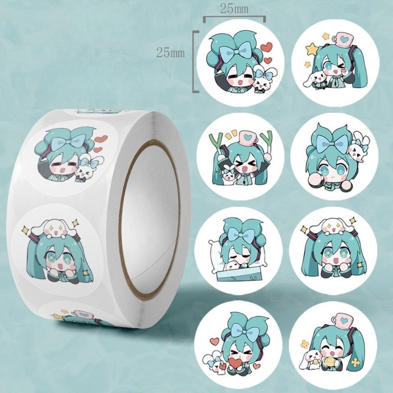 Anime Cosplay Miku - インスタ映えする可愛い初音ミクステッカー、漫画風装飾シール、日記、水筒、荷物、デスクトップ用