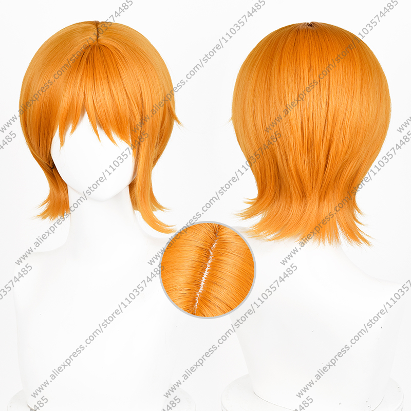 Anime Cosplay Orange Hair - アニメナミコスプレウィッグ 30 センチメートルオレンジショートヘア耐熱合成かつら