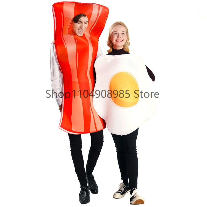 Anime Cosplay Couple - 面白いコスプレ衣装カップルエッグベーコンハロウィンカーニバルドレスアップパーティー食品衣装恋人ユニセックススーツ大人のための