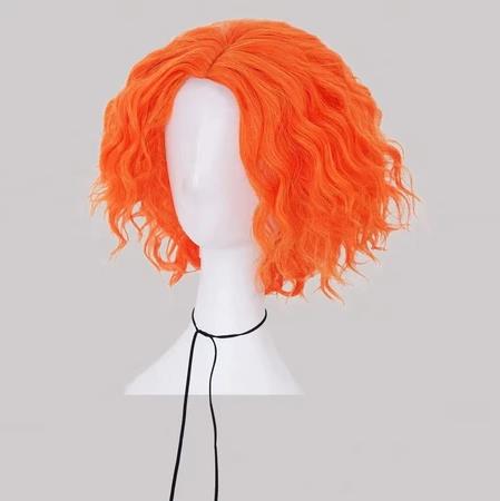 マッドハッターコスプレウィッグショートオレンジカーリーウィッ - Anime Cosplay Orange Hair のレビューと価格
