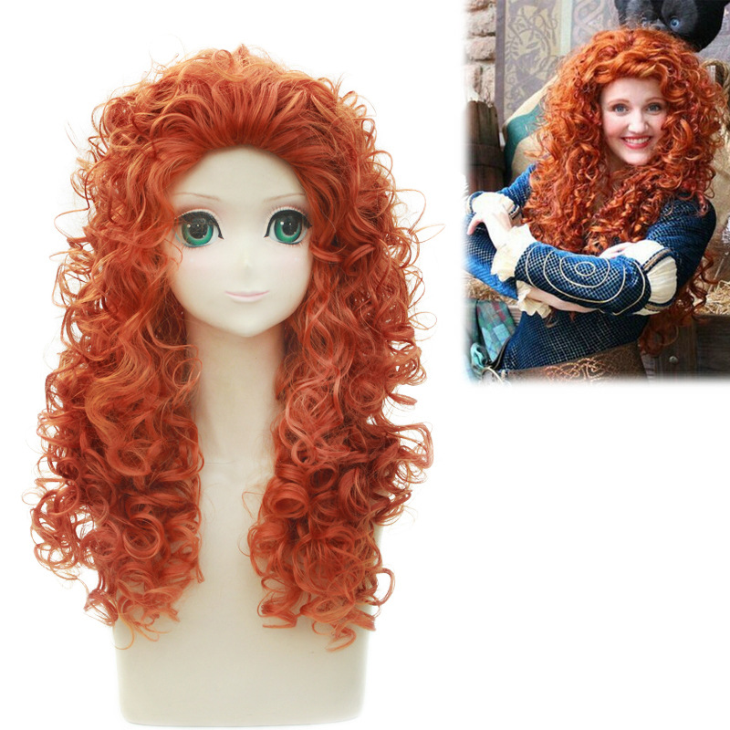 ブレイブ凡例コスプレウィッグ、メリダプリンセス、ロングカーリ - Anime Cosplay Orange Hair のレビューと価格