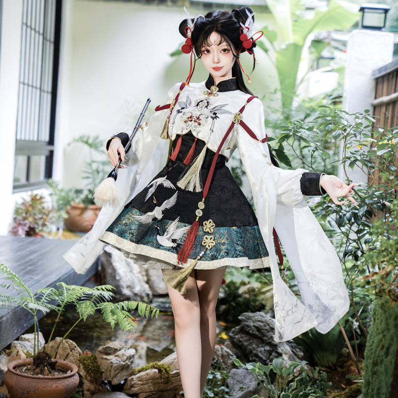 中国の漢服スタイルの鶴仙子風中国風ロリータ漢服要素新しい中国 - Anime Cosplay Lolita のレビューと価格