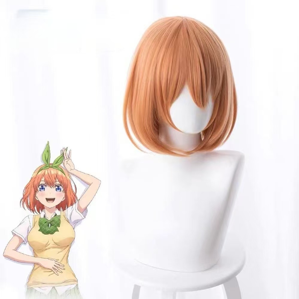 中野四葉コスプレウィッグ オレンジショートボブウィッグ 耐熱 - Anime Cosplay Orange Hair のレビューと価格