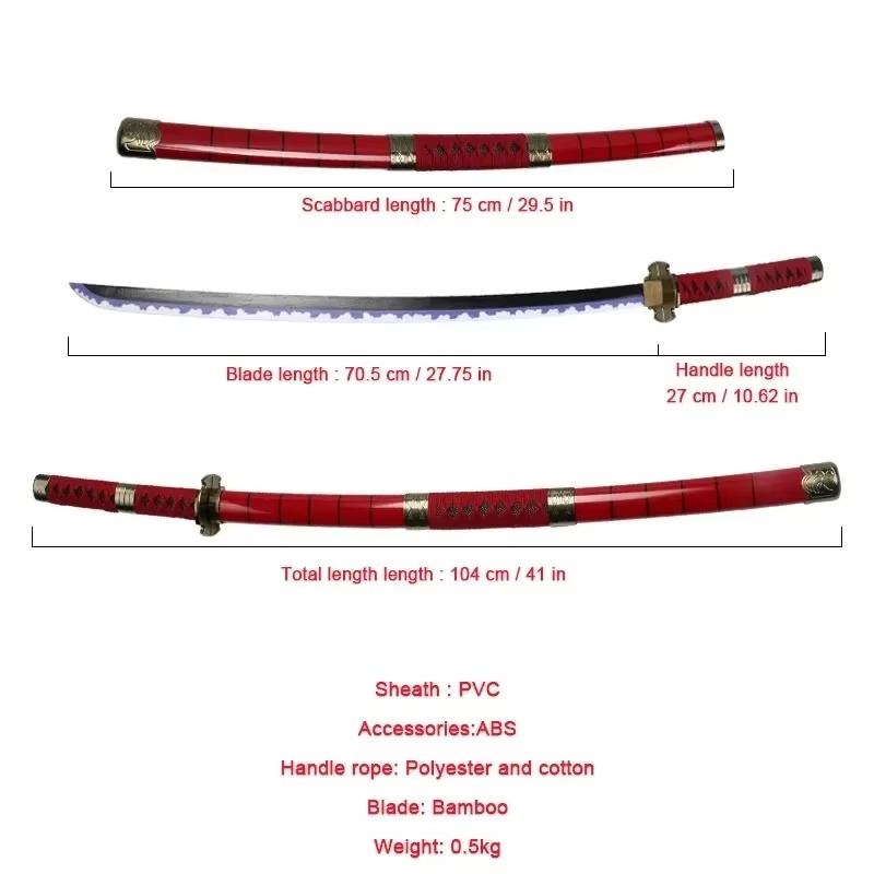 40インチ ロロノア・ゾロ 刀 忍者ナイフ 剣 アニメコスプ - Anime Cosplay Katana のレビューと価格