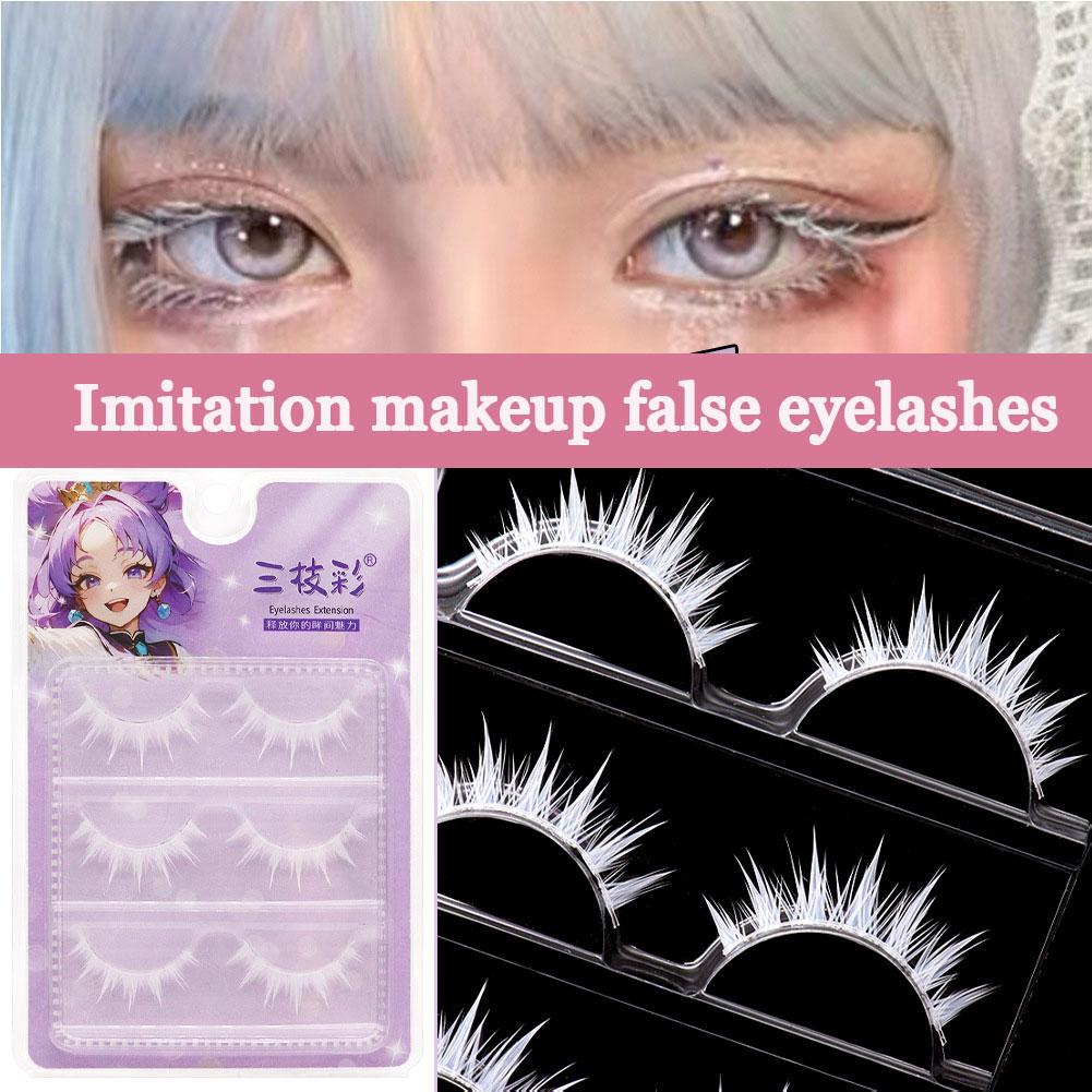 白いつけまつげコスプレアニメキャラクターメイクアップ模造ワン - Anime Cosplay Lashes のレビューと価格