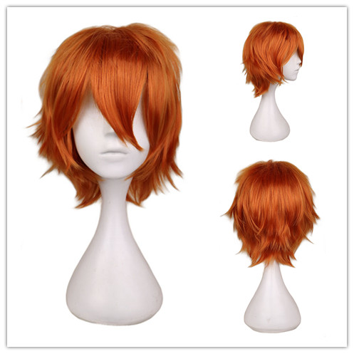 男性と女性のための短いオレンジ色のかつら,コスプレ衣装,ハロ - Anime Cosplay Orange Hair のレビューと価格