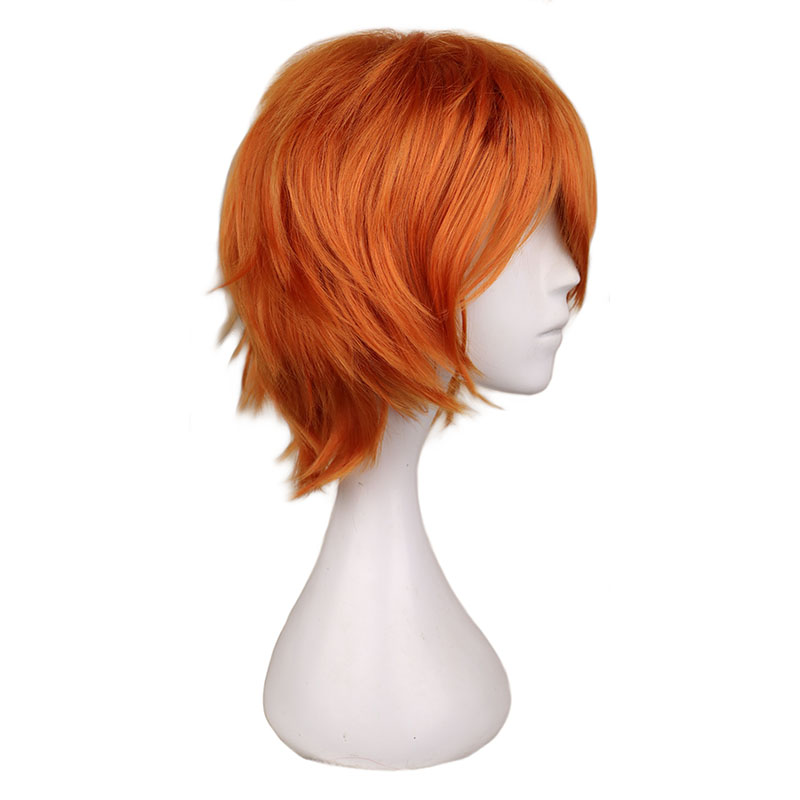 男性と女性のための短いオレンジ色のかつら,コスプレ衣装,ハロ - Anime Cosplay Orange Hair のレビューと価格