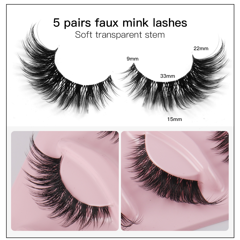 5ペアのキャットアイつけまつげ、フェイクミンクまつげ、ナチュ - Anime Cosplay Lashes のレビューと価格