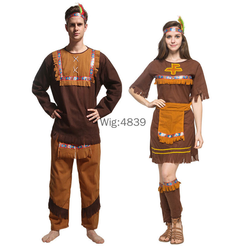 ハロウィンコスチューム大人のカップルインディアンネイティブ服 - Anime Cosplay Couple のレビューと価格
